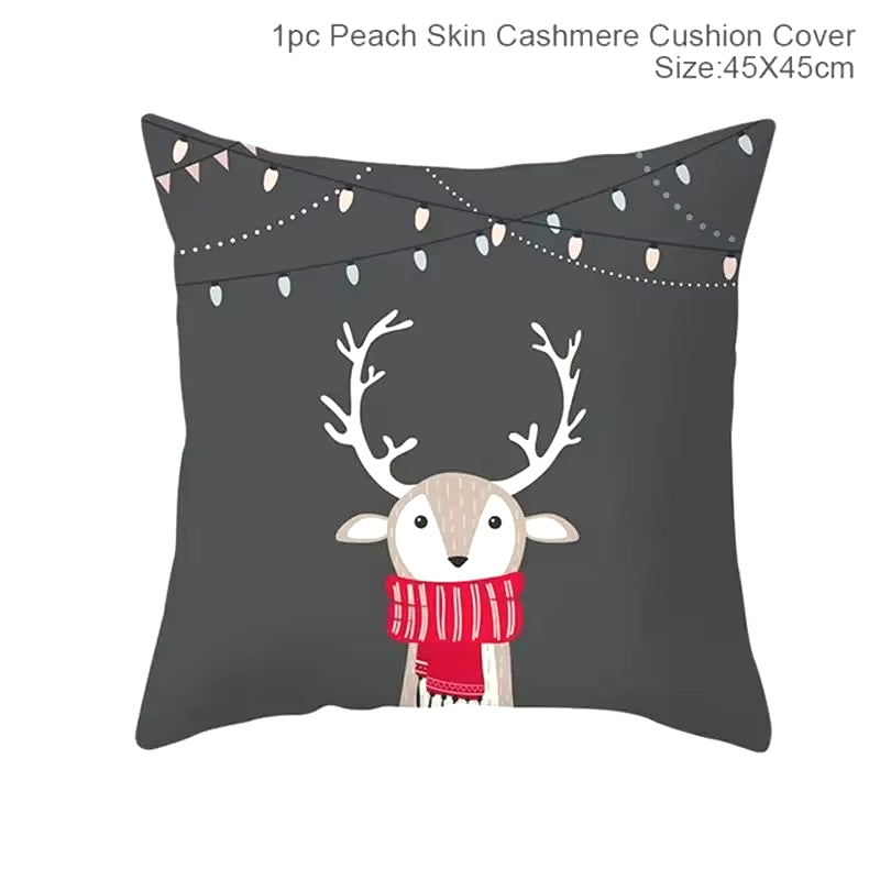 45Cm Christmas Cushion Cover Pillowcase 2024 Christmas Decorations for Home Ornament Xmas New Year Christmas Decor 2023 Noel