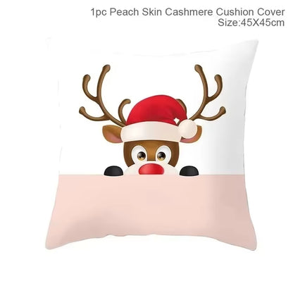 45Cm Christmas Cushion Cover Pillowcase 2024 Christmas Decorations for Home Ornament Xmas New Year Christmas Decor 2023 Noel