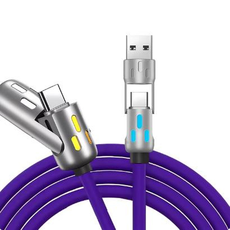 Zinc Alloy USB-C 4 in 1 240W Fast Charging Cable for Iphone Usb Type C Cable with RGB Light for Iphone Xiaomi Samsung Oneplus Electronic Smartphone