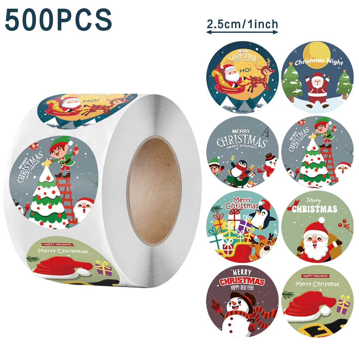 500Pcs Merry Christmas Stickers Cristmas Xmas Party Seal Labels Stickers for DIY Gifts Baking Package Envelope Stationery Decor