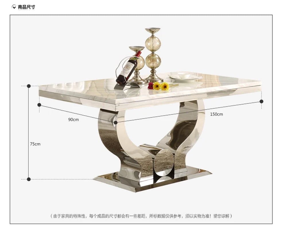 Stainless Steel Dining Room Set Home Furniture Minimalist Modern Marble Dining Table and 4 Chairs Mesa De Jantar Muebles Comedor