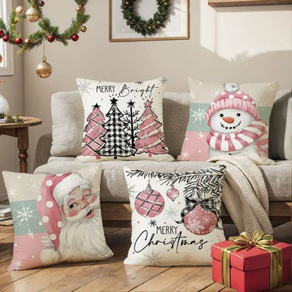 45Cm Christmas Cushion Cover Pillowcase 2024 Christmas Decorations for Home Ornament Xmas New Year Christmas Decor 2023 Noel