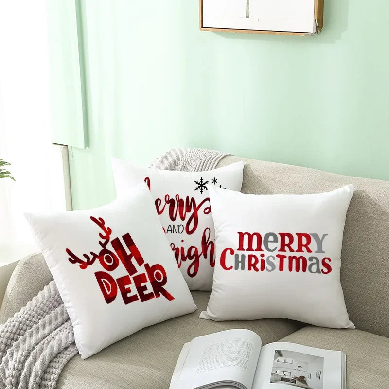 45Cm Christmas Cushion Cover Pillowcase 2024 Christmas Decorations for Home Ornament Xmas New Year Christmas Decor 2023 Noel