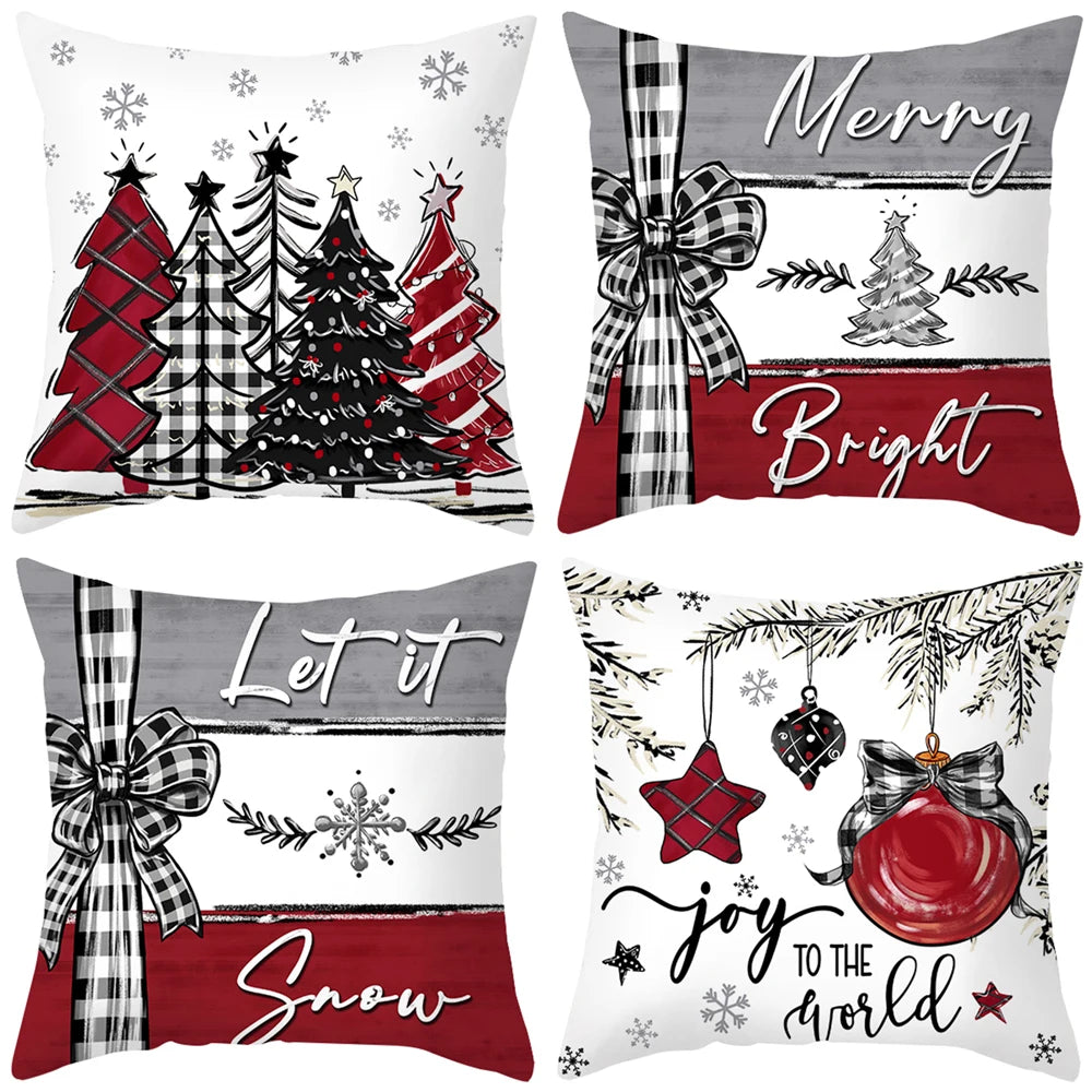 45Cm Christmas Cushion Cover Pillowcase 2024 Christmas Decorations for Home Ornament Xmas New Year Christmas Decor 2023 Noel