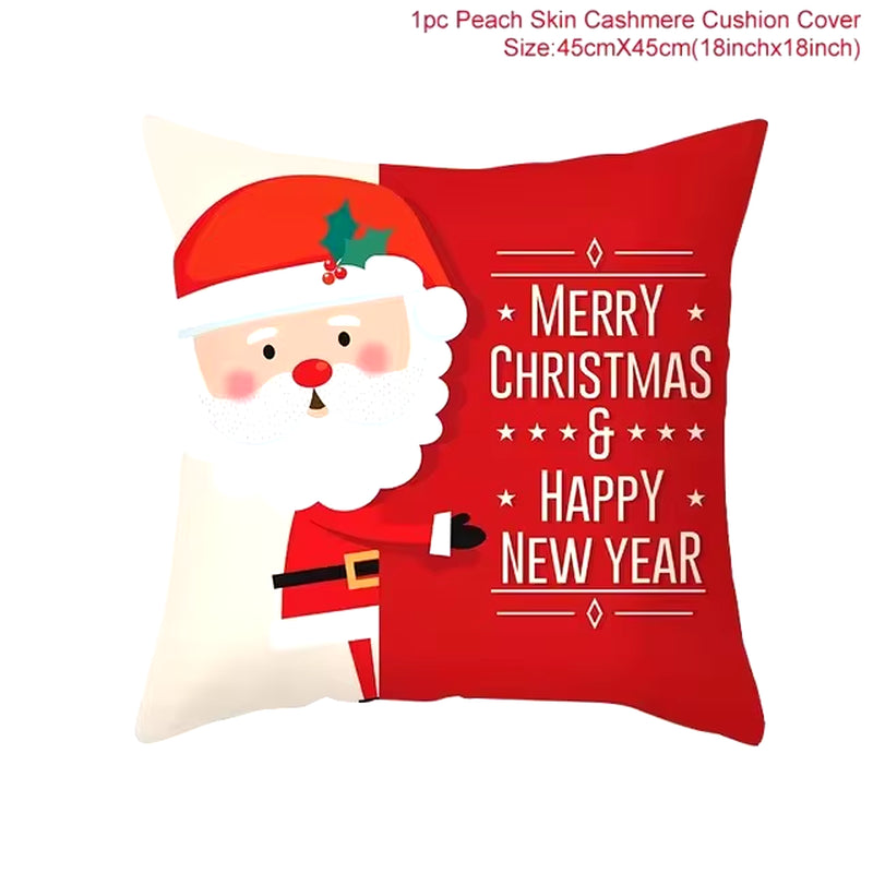 45Cm Christmas Cushion Cover Pillowcase 2024 Christmas Decorations for Home Ornament Xmas New Year Christmas Decor 2023 Noel