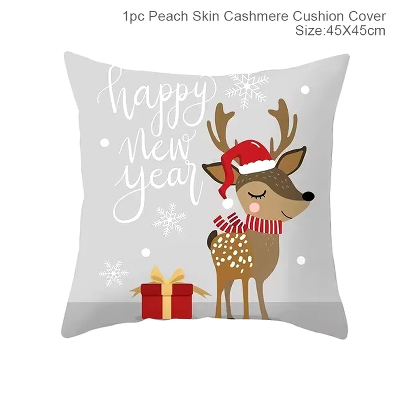 45Cm Christmas Cushion Cover Pillowcase 2024 Christmas Decorations for Home Ornament Xmas New Year Christmas Decor 2023 Noel